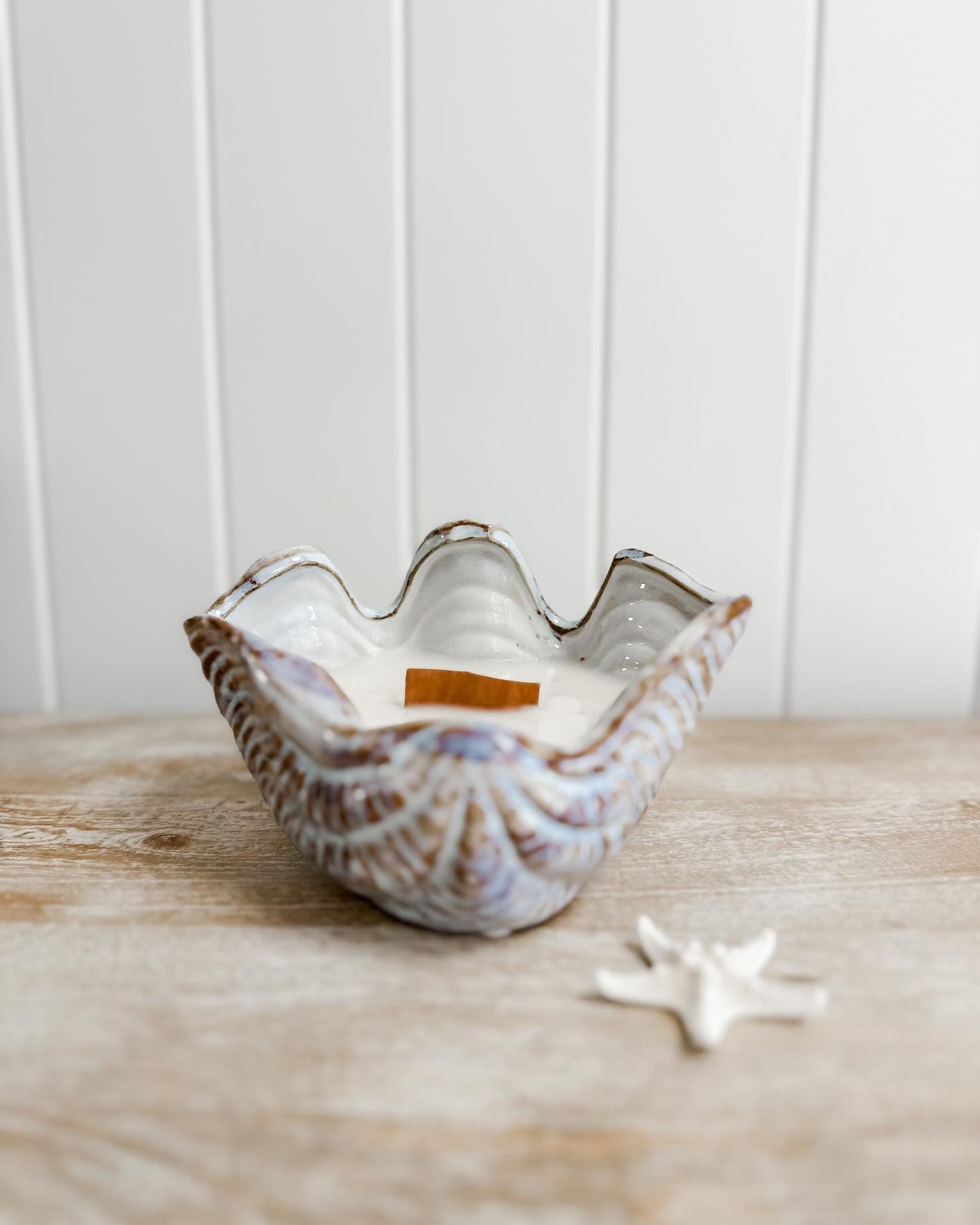 Ceramic Clam Candle - Shorelines Collection