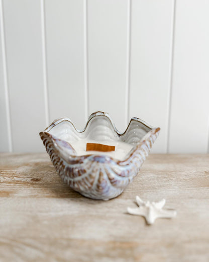 Ceramic Clam Candle - Shorelines Collection