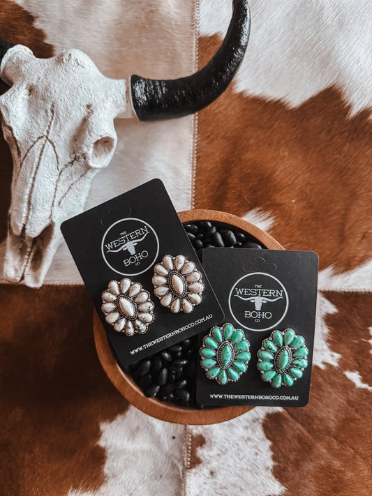 Western Oval Gem Earrings - The Western Boho Co.