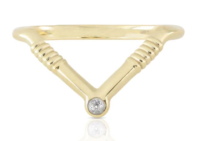 Banded Chevron Gold Stacker Ring - Toni May