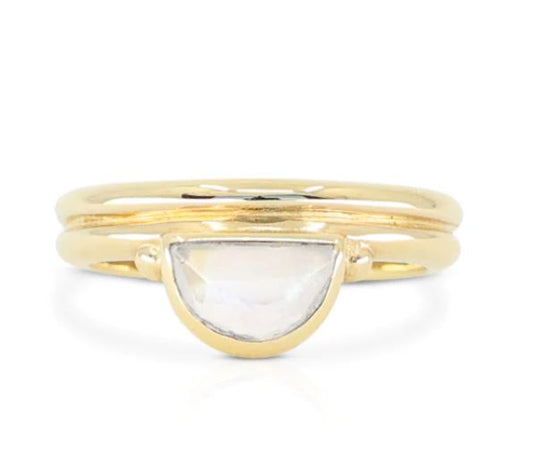 Lune Moonstone Gold Stacker Ring - Toni May